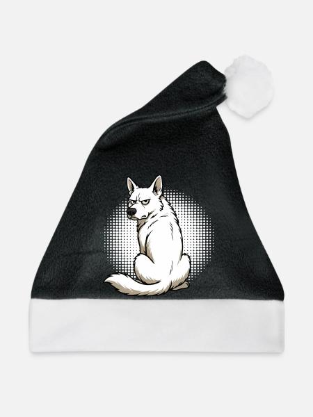 Weißer Schäferhund Schäferhund Schäferhunde - Weihnachtsmütze - Schwarz/Weiß