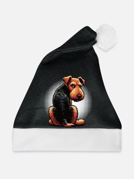 Airedale Terrier Airedales Airedaleliebhaber - Weihnachtsmütze - Schwarz/Weiß - Vorne