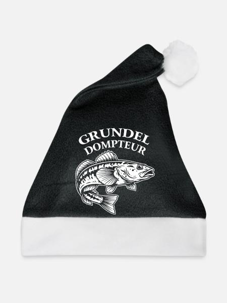 Grundel Angeln - Weihnachtsmütze - Schwarz/Weiß - Vorne