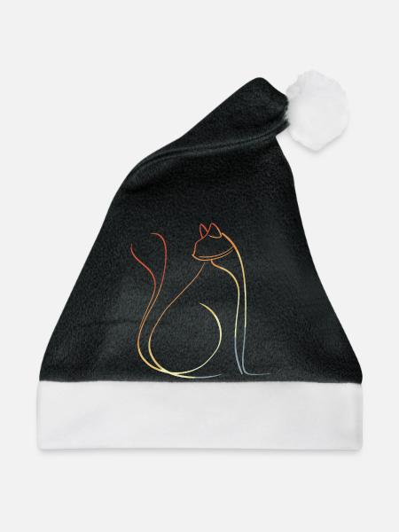 Katze Retro Look - Weihnachtsmütze - Schwarz/Weiß