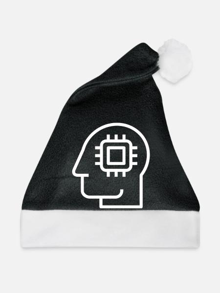 Ai, Künstliche Intelligenz, KI Technologie - Weihnachtsmütze - Schwarz/Weiß - Vorne