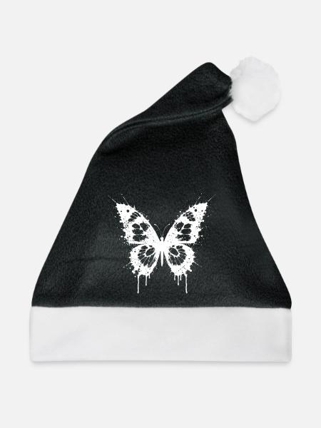 Schmetterling in Spritzern - Weihnachtsmütze - Schwarz/Weiß
