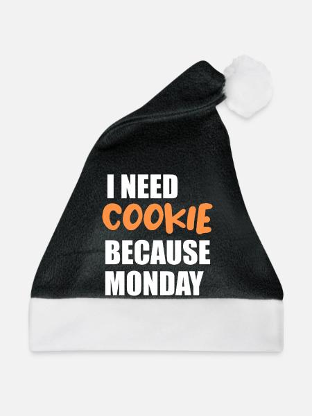 Cookie Plätzchen Keks - Weihnachtsmütze - Schwarz/Weiß