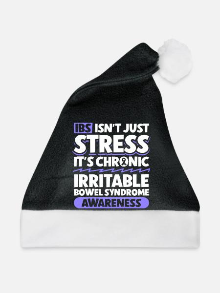 Reizdarm Aufklärung - Mehr als Stress - Weihnachtsmütze - Schwarz/Weiß - Vorne