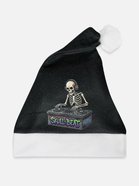 Skelettartiger DJ Skull Beat - Weihnachtsmütze - Schwarz/Weiß