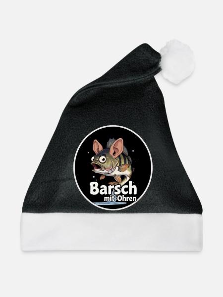 Barsch mit Ohren Cartoon - Weihnachtsmütze - Schwarz/Weiß - Vorne