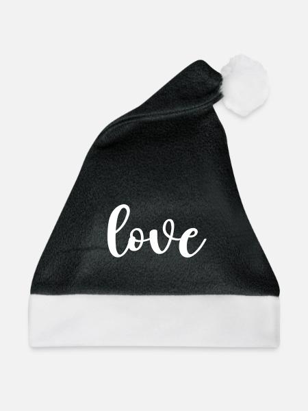 Love Script Kalligrafie - Weihnachtsmütze - Schwarz/Weiß - Vorne