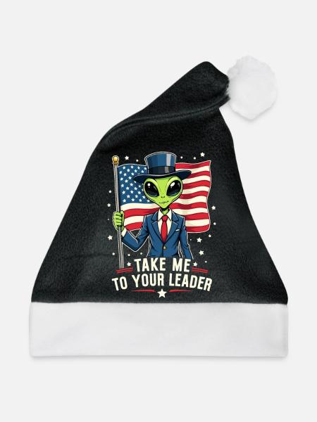 Bring mich zu Deinem Anführer USA Patriot Alien - Weihnachtsmütze - Schwarz/Weiß - Vorne