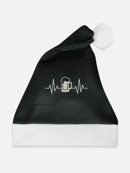 Herzschlag Bierkrug - Weihnachtsmütze - Schwarz/Weiß