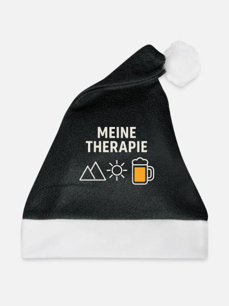 Therapie - Berge, Bier, Sonne - Weihnachtsmütze - Schwarz/Weiß