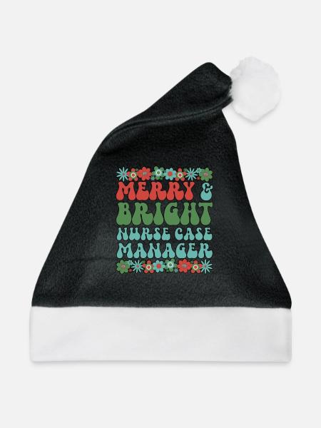RN Case Manager Christmas Nurse Case Manager Xmas - Weihnachtsmütze - Schwarz/Weiß - Vorne