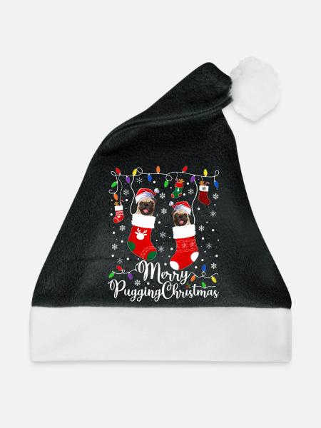 Pug Christmas Gifts Pug Xmas Party Pug Lover - Weihnachtsmütze - Schwarz/Weiß - Vorne