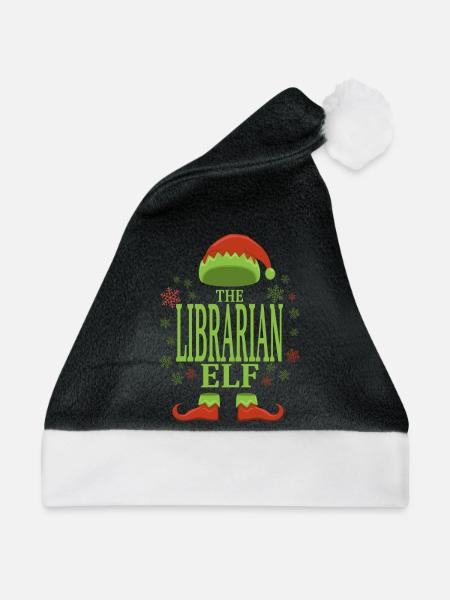 Bibliothekar Weihnachtself - Weihnachtsmütze - Schwarz/Weiß - Vorne