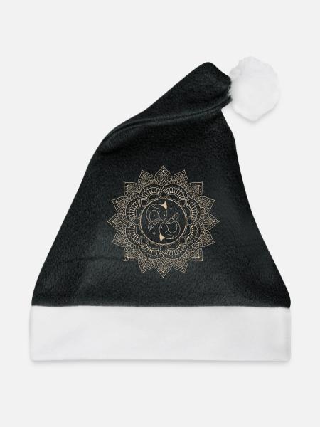 Fische Tierkreiszeichen Mandala - Weihnachtsmütze - Schwarz/Weiß - Vorne