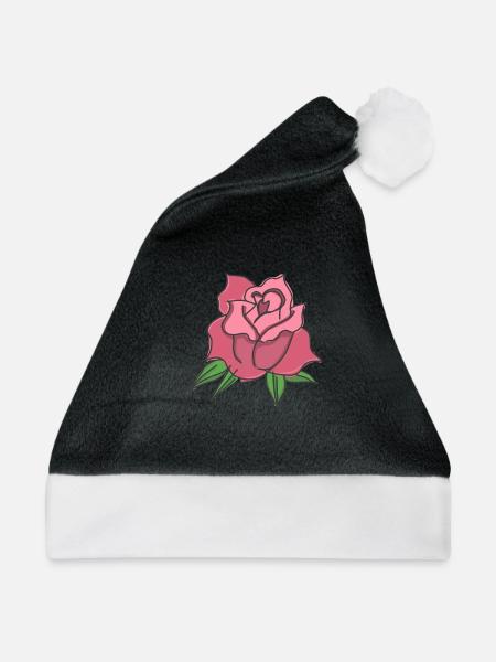 Rose Rote Rose Handgezeichnet - Weihnachtsmütze - Schwarz/Weiß