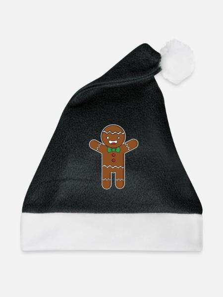 Lebkuchenmann - Weihnachtsmütze - Schwarz/Weiß - Vorne