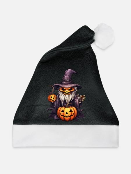 Kürbis Skelett Hexe - Weihnachtsmütze - Schwarz/Weiß