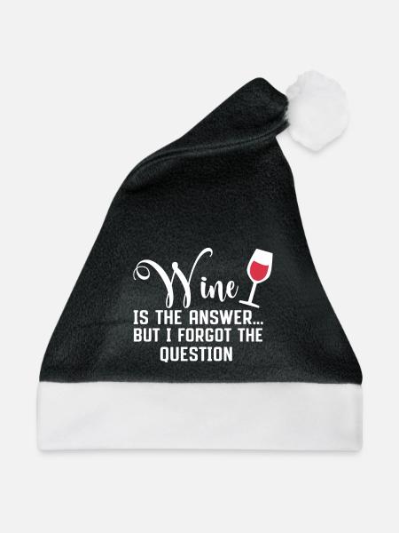 Wein Wine - Weihnachtsmütze - Schwarz/Weiß - Vorne