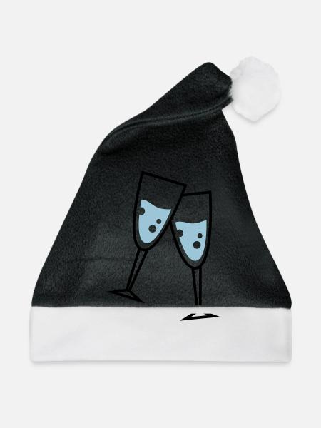 glas sekt - Weihnachtsmütze - Schwarz/Weiß