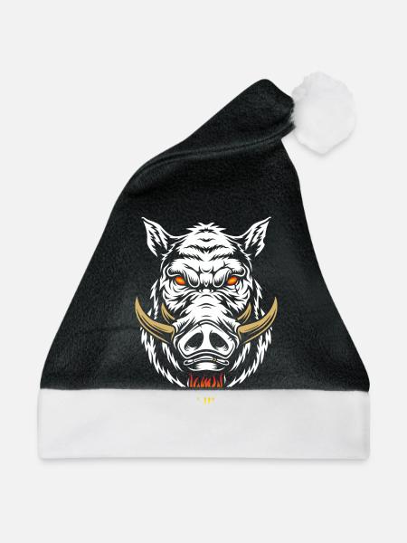 Wütender Eber - Weihnachtsmütze - Schwarz/Weiß - Vorne