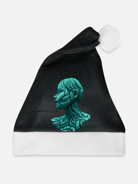 Büste einer Frau in blauer Rinde - Weihnachtsmütze - Schwarz/Weiß - Vorne