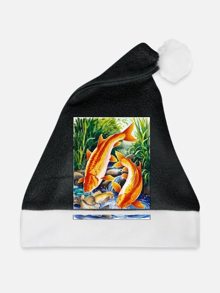 Karpfen - Weihnachtsmütze - Schwarz/Weiß