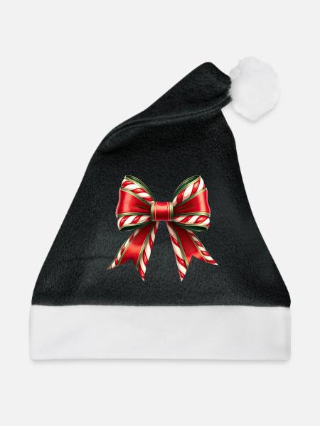 Weihnachtsgeschenk mit Zuckerrohrschleife - Weihnachtsmütze - Schwarz/Weiß - Vorne