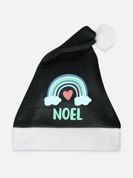 Noel Name Regenbogen Baby - Weihnachtsmütze - Schwarz/Weiß - Vorne