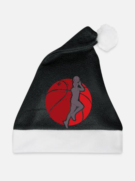 Basketball - Basketballer beim Wurf - Weihnachtsmütze - Schwarz/Weiß