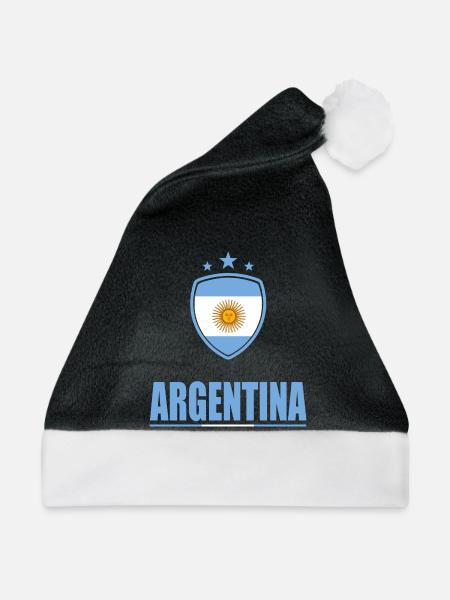 Argentinien T-Shirt - Weihnachtsmütze - Schwarz/Weiß
