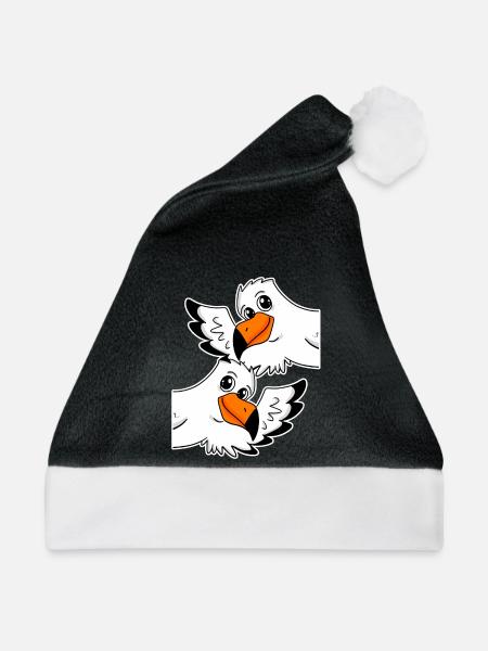 Möwe Möwen - Weihnachtsmütze - Schwarz/Weiß - Vorne