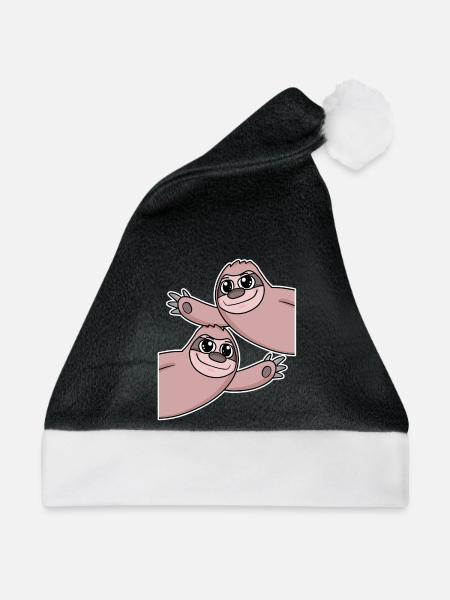 Faultier Faultiere - Weihnachtsmütze - Schwarz/Weiß - Vorne