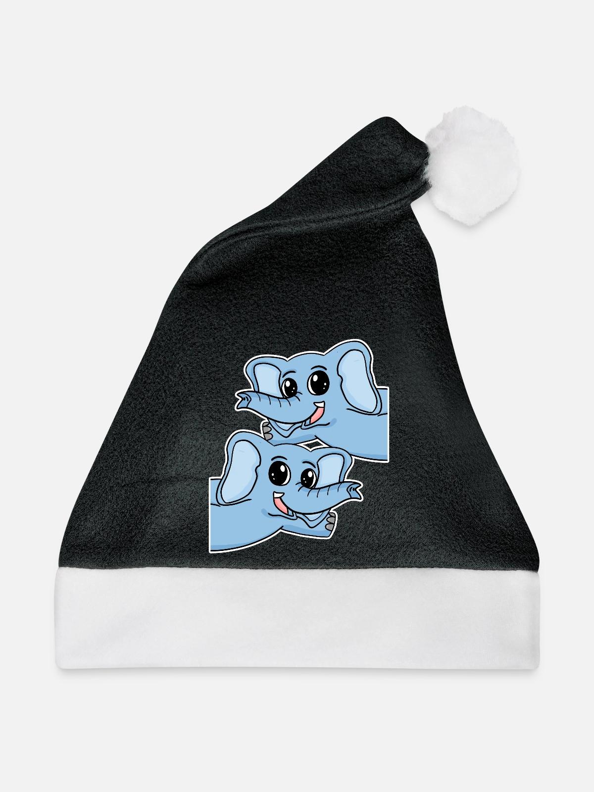 Elefant Elefanten - Weihnachtsmütze - Schwarz/Weiß - Vorne