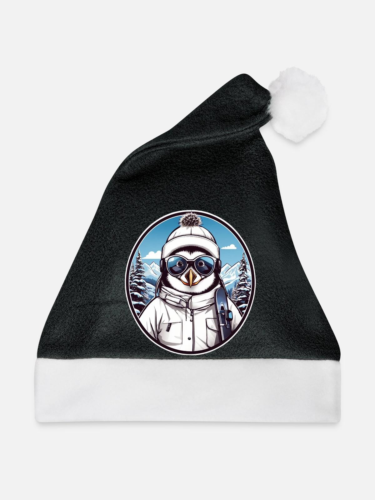 Süßer Pinguin - Weihnachtsmütze - Schwarz/Weiß - Vorne
