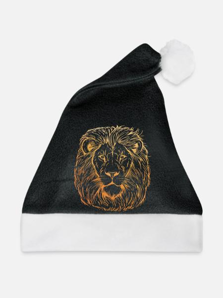 Löwe Portrait - Weihnachtsmütze - Schwarz/Weiß