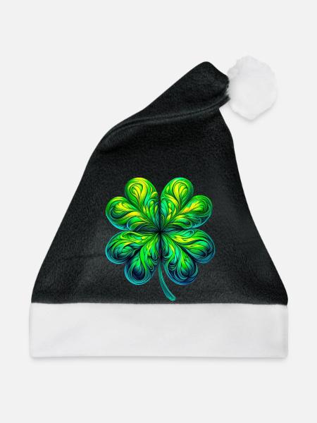 Vierblättriges Kleeblatt - Weihnachtsmütze - Schwarz/Weiß