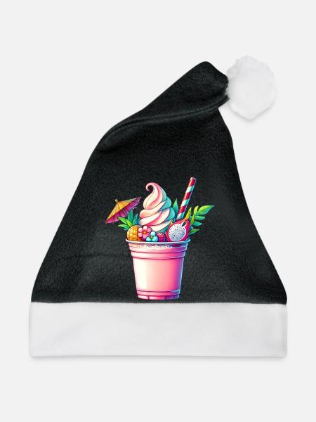exotische fruchtige Träume:sommerlicher Milchshake - Weihnachtsmütze - Schwarz/Weiß