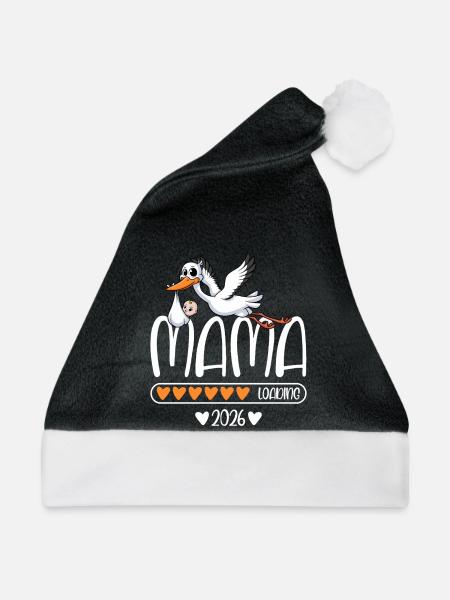 Mama 2026 loading - Weihnachtsmütze - Schwarz/Weiß - Vorne
