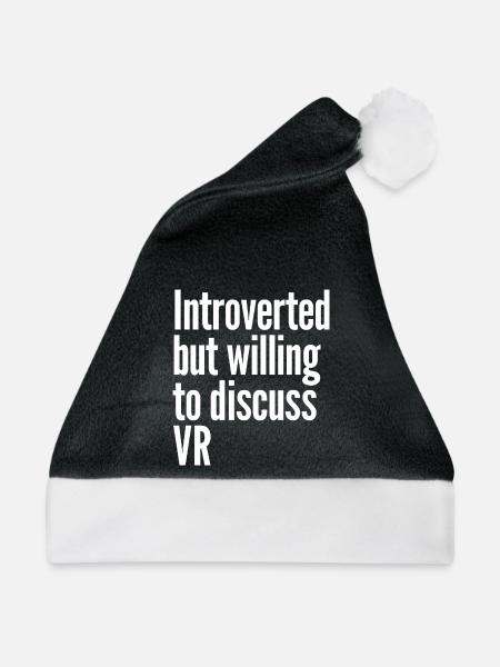 Introvertiert, aber bereit, über VR zu diskutieren - Weihnachtsmütze - Schwarz/Weiß