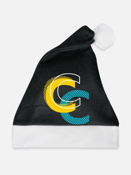 Anfangsbuchstabe C - Weihnachtsmütze - Schwarz/Weiß