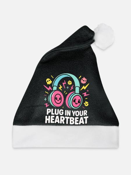 Plug In Your Heartbeat – Musik im Herzen - Weihnachtsmütze - Schwarz/Weiß - Vorne