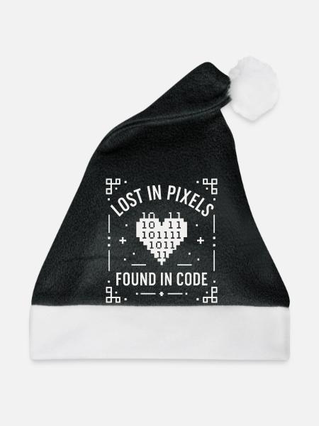 Lost in Pixels - Weihnachtsmütze - Schwarz/Weiß