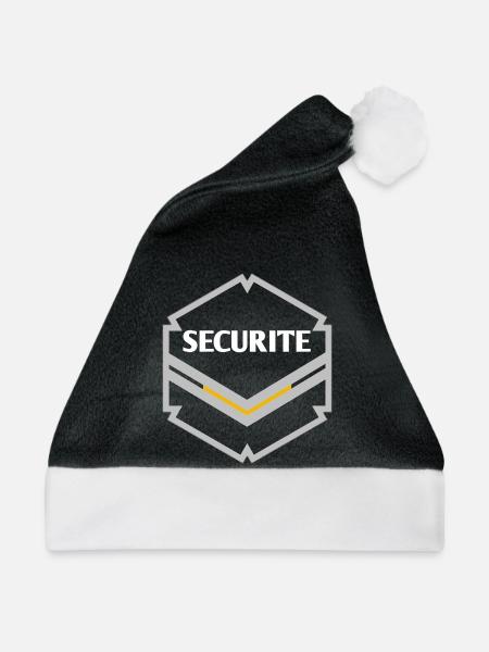 Minimalistisches Sicherheitsabzeichen in Gold - Weihnachtsmütze - Schwarz/Weiß