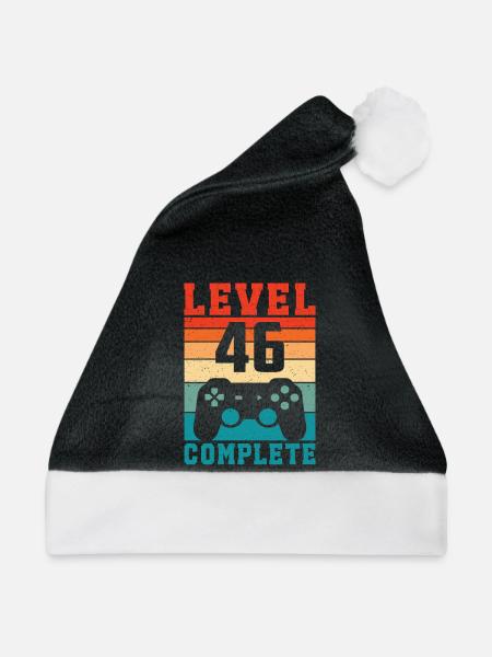 46. Geburtstag Level 46 Complete 46 Jahre Gamer - Weihnachtsmütze - Schwarz/Weiß - Vorne