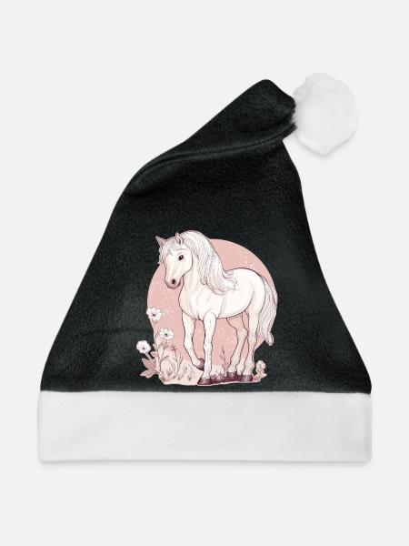 Pferd - Weihnachtsmütze - Schwarz/Weiß