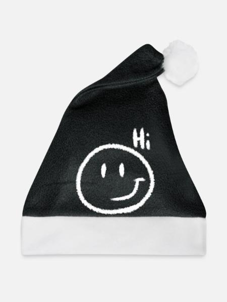 Hi Smile & Text | Kreide-Look - Weihnachtsmütze - Schwarz/Weiß - Vorne