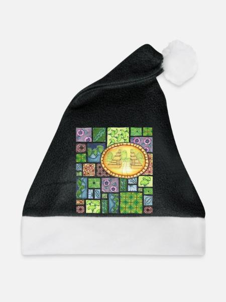 Bali temple on pattern patchwork - Weihnachtsmütze - Schwarz/Weiß