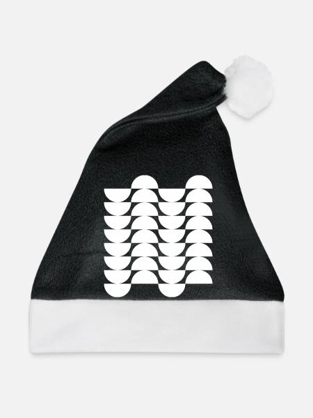Wellengitter-Halbkreismuster - Weihnachtsmütze - Schwarz/Weiß