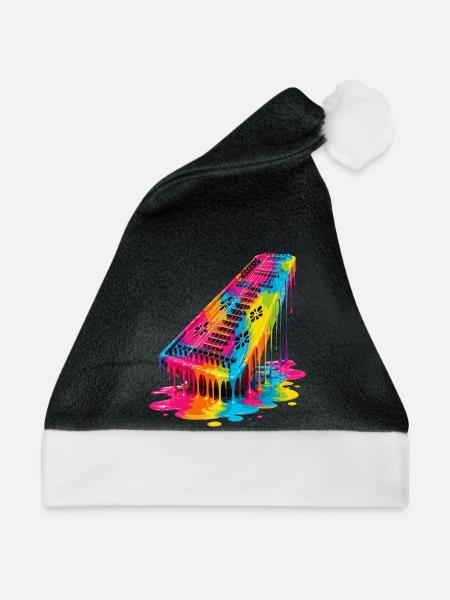 Musiker Zupfinstrument Hackbrett Dulcimer - Weihnachtsmütze - Schwarz/Weiß