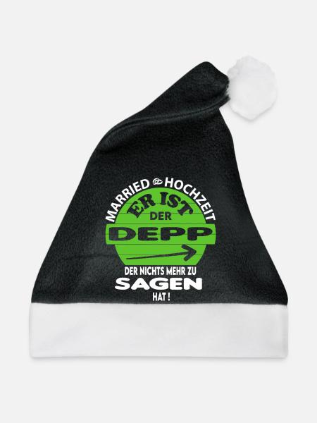 Married Hochzeit Nichts zu sagen Depp Ringe Fun - Weihnachtsmütze - Schwarz/Weiß - Vorne